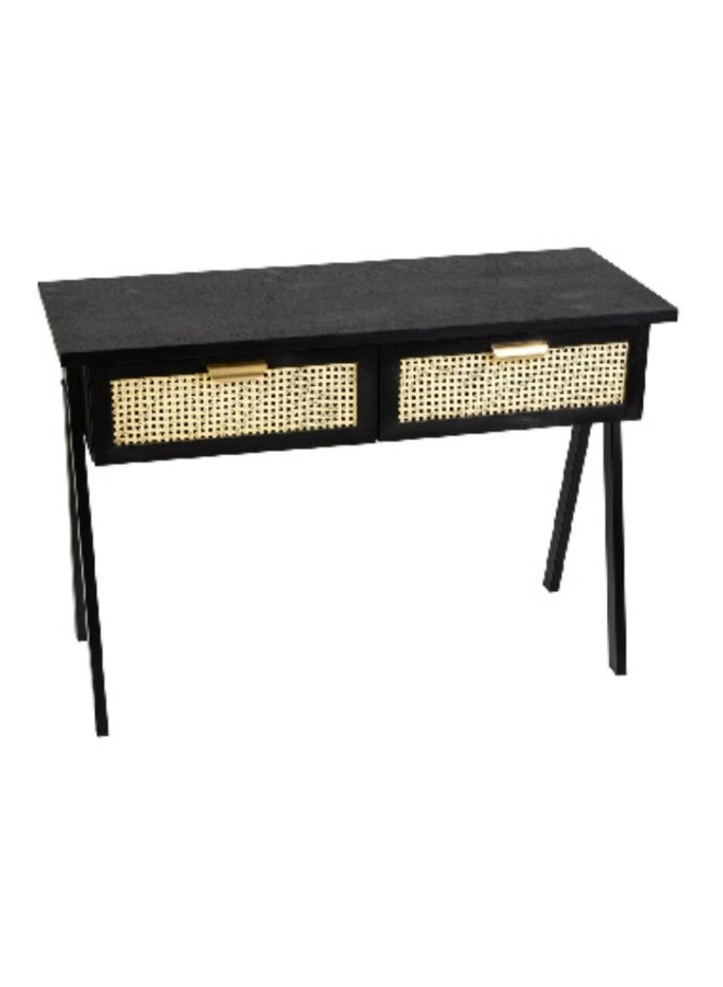 طاولة وحدة تحكم مستطيلة أنيقة من خشب الروطان باللون الأسود 45.72 x 30.48 x 106.68 ملم 22136